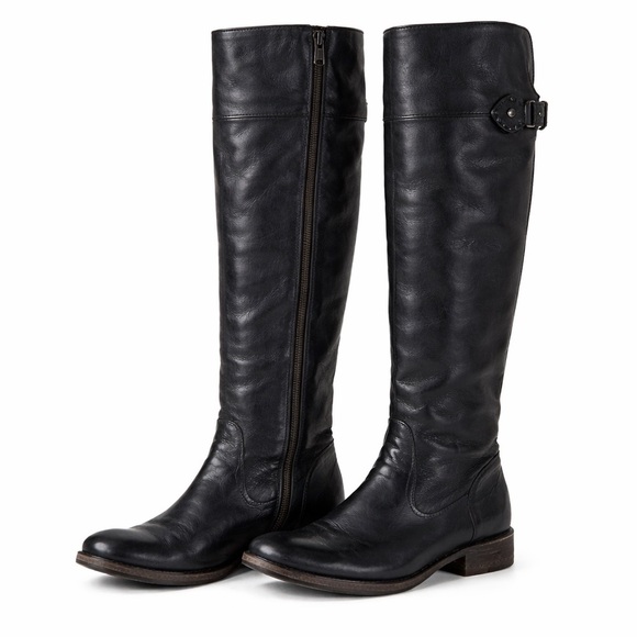 Frye Shoes - Frye Black Tall Leather Distressed Riding Boots